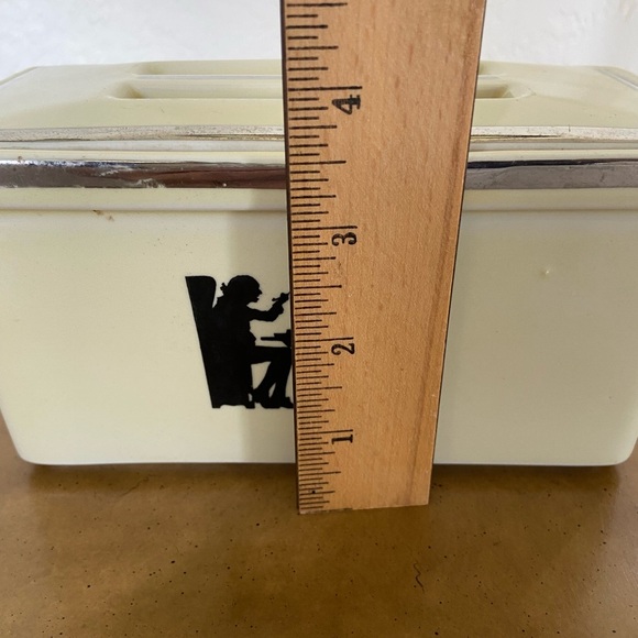 VINTAGE 1930'S HALL'S SUPERIOR TAVERN SILHOUETTE BUTTER DISH WITH COVER - Picture 10 of 11